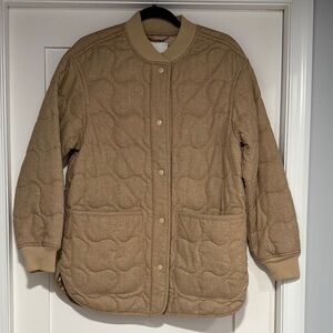 Madewell Quilted Oversized Bomber in beige